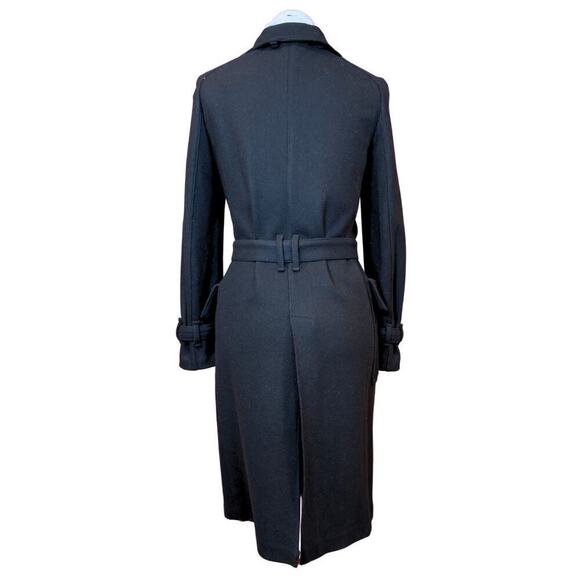 Burberry Black Trench Coat Wool Belted Single Breasted Long Jacket US10 UK12 - Picture 3 of 13